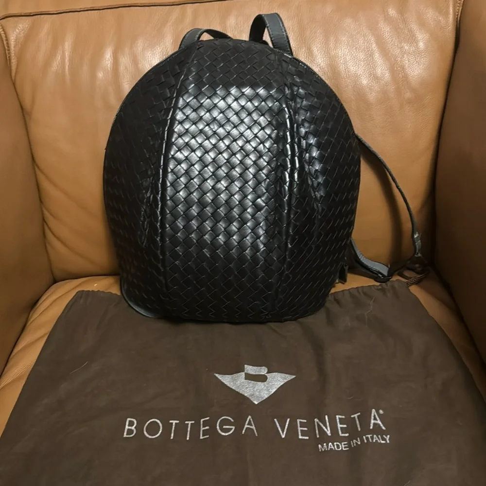 Vintage Bottega Veneta Backpack Black Double Zip